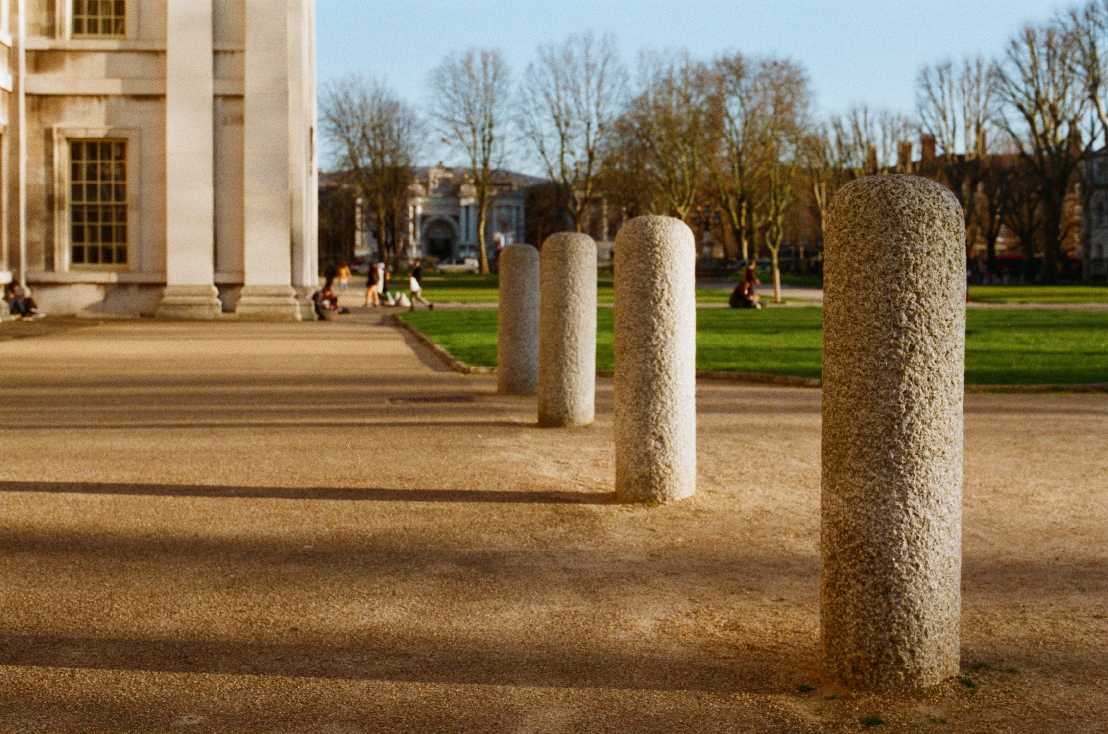 Stone bollards in afternoon light (pic: Stephen Dowling)