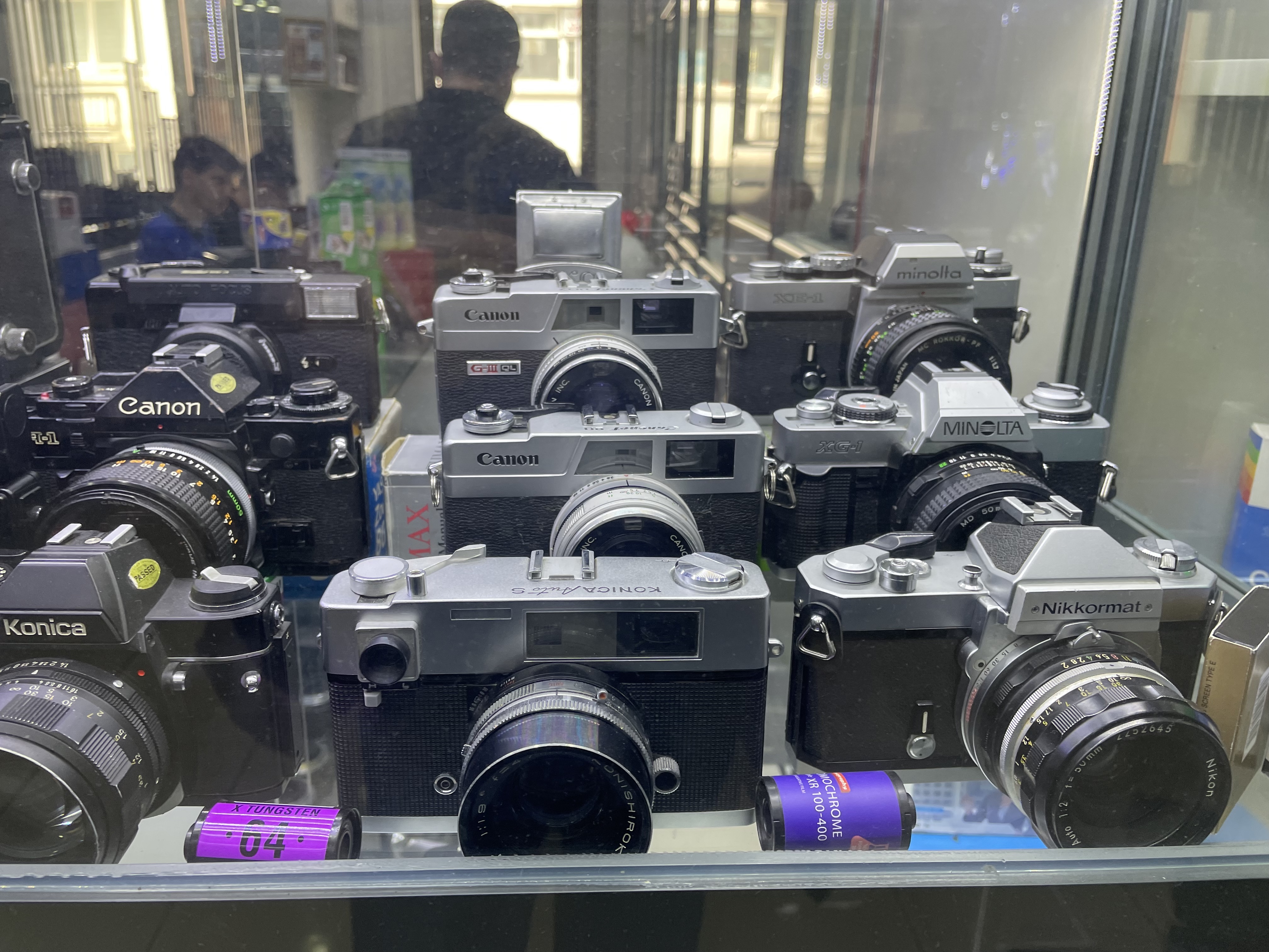 Shelf full of Japanese cameras (Pic: Stephen Dowling)
